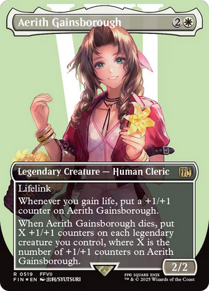Aerith Gainsborough (Borderless) (Surge Foil) (FIN-519) - FINAL FANTASY (Borderless) Foil - Poke-Collect