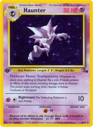 Haunter (6) 6/62 - Fossil 1st Edition Holofoil - Poke-Collect
