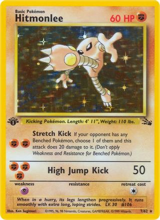 Hitmonlee (7) 7/62 - Fossil Unlimited Holofoil - Poke-Collect