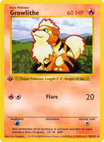 Growlithe 28 - Base Set Shadowless 1st Edition - Poke-Collect