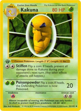 Kakuna 33 - Base Set Shadowless Unlimited - Poke-Collect