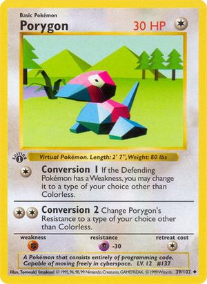Porygon 39 - Base Set Shadowless 1st Edition - Poke-Collect