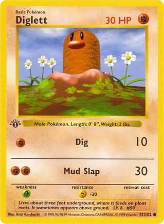 Diglett 47 - Base Set Shadowless Unlimited - Poke-Collect