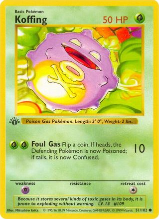 Koffing 51 - Base Set Shadowless Unlimited - Poke-Collect