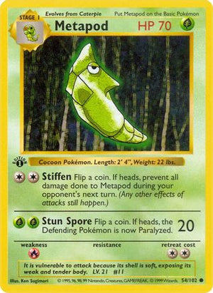 Metapod 54 - Base Set Shadowless Unlimited - Poke-Collect
