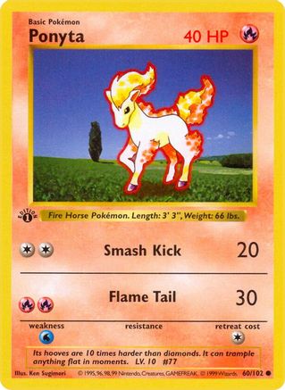 Ponyta 60 - Base Set Shadowless Unlimited - Poke-Collect