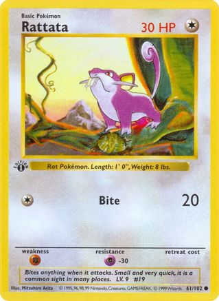 Rattata 61 - Base Set Shadowless 1st Edition - Poke-Collect