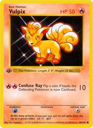 Vulpix 68 - Base Set Shadowless 1st Edition - Poke-Collect