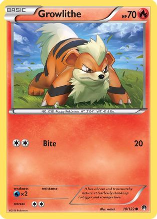 Growlithe 10/122 - XY  BREAKpoint Reverse Holofoil - Poke-Collect