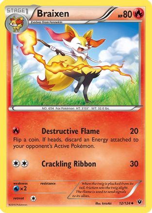 Braixen 12/124 - XY  Fates Collide Reverse Holofoil - Poke-Collect