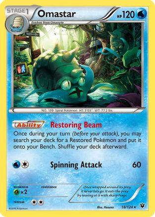 Omastar 18/124 - XY  Fates Collide Reverse Holofoil - Poke-Collect