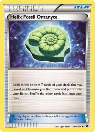 Helix Fossil Omanyte 102/124 - XY  Fates Collide Reverse Holofoil - Poke-Collect
