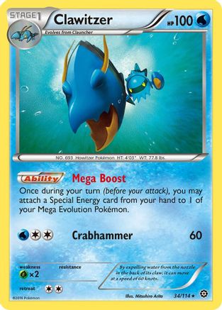 Clawitzer 34/114 - XY  Steam Siege Reverse Holofoil - Poke-Collect