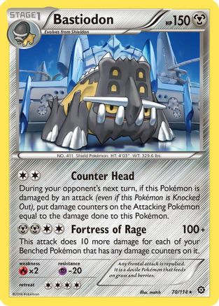Bastiodon 70/114 - XY  Steam Siege Reverse Holofoil - Poke-Collect