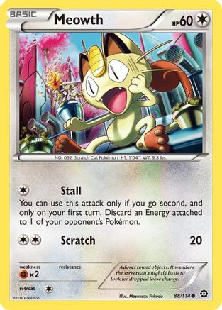 Meowth 88/114 - XY  Steam Siege Reverse Holofoil - Poke-Collect