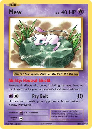 Mew 53/108 - XY  Evolutions Reverse Holofoil - Poke-Collect