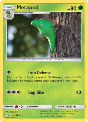Metapod 2/149 - SM Base Set Reverse Holofoil - Poke-Collect