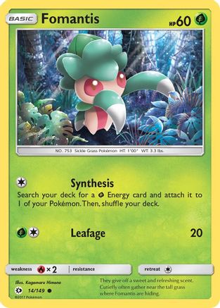 Fomantis 14/149 - SM Base Set Reverse Holofoil - Poke-Collect