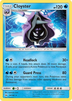 Cloyster 34/149 - SM Base Set Reverse Holofoil - Poke-Collect
