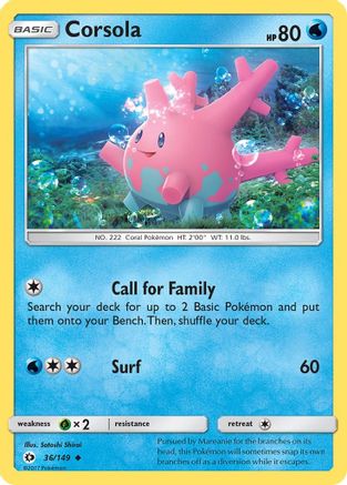 Corsola 36/149 - SM Base Set Reverse Holofoil - Poke-Collect