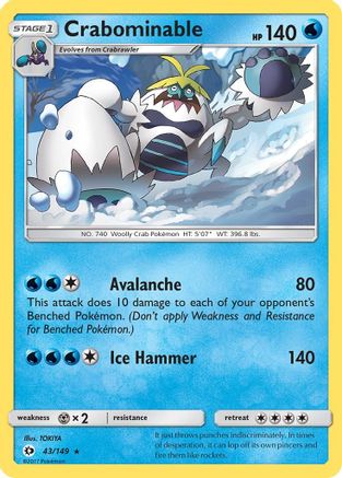 Crabominable 43/149 - SM Base Set Reverse Holofoil - Poke-Collect
