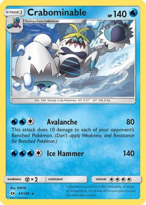 Crabominable 43/149 - SM Base Set Reverse Holofoil - Poke-Collect