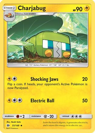 Charjabug 51/149 - SM Base Set Reverse Holofoil - Poke-Collect