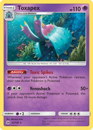 Toxapex 63/149 - Sun & Moon Holofoil - Poke-Collect