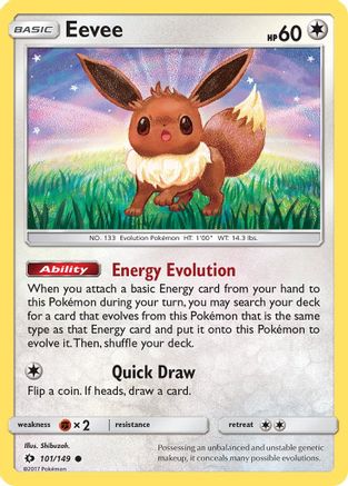 Eevee 101/149 - SM Base Set Reverse Holofoil - Poke-Collect