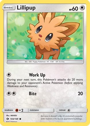 Lillipup 103/149 - SM Base Set Reverse Holofoil - Poke-Collect