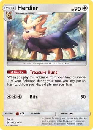 Herdier 104/149 - SM Base Set Reverse Holofoil - Poke-Collect
