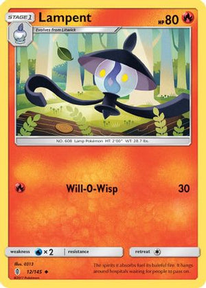 Lampent 12/145 - SM  Guardians Rising Reverse Holofoil - Poke-Collect