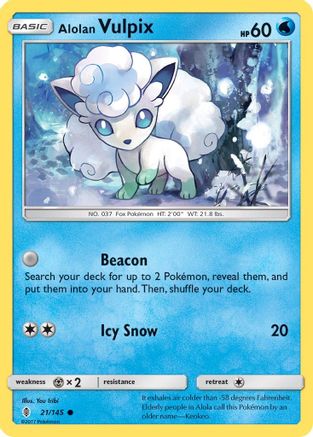Alolan Vulpix 21/145 - SM  Guardians Rising Reverse Holofoil - Poke-Collect