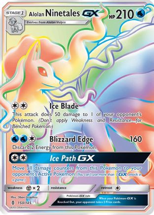 Alolan Ninetales GX (Secret) 150/145 - SM  Guardians Rising Holofoil - Poke-Collect