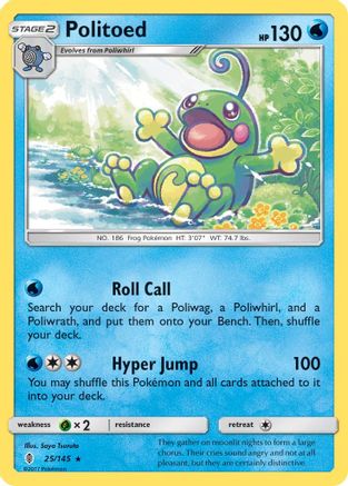 Politoed 25/145 - SM  Guardians Rising Holofoil - Poke-Collect