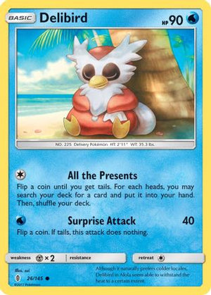 Delibird 26/145 - SM  Guardians Rising Reverse Holofoil - Poke-Collect