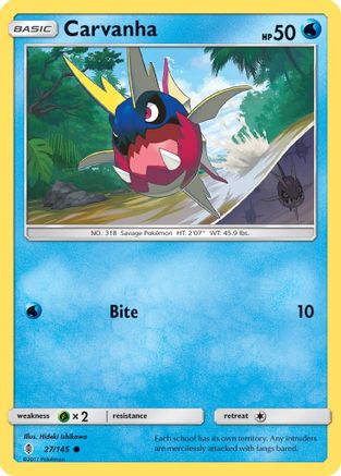 Carvanha 27/145 - SM  Guardians Rising Reverse Holofoil - Poke-Collect