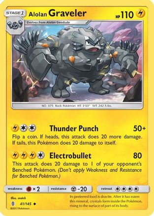Alolan Graveler 41/145 - SM  Guardians Rising Reverse Holofoil - Poke-Collect