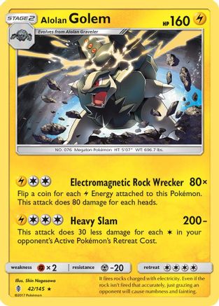 Alolan Golem 42/145 - SM  Guardians Rising Reverse Holofoil - Poke-Collect