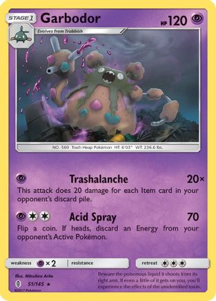 Garbodor 51/145 - SM  Guardians Rising Reverse Holofoil - Poke-Collect