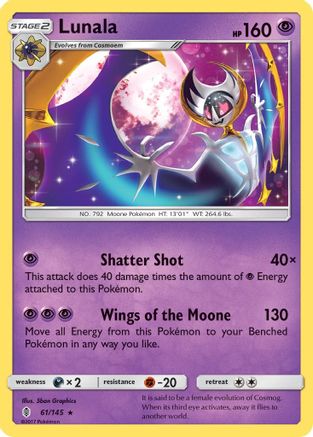 Lunala 61/145 - SM  Guardians Rising Reverse Holofoil - Poke-Collect
