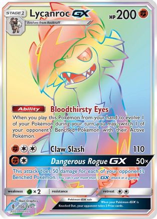Lycanroc GX (Secret) 156/145 - SM  Guardians Rising Holofoil - Poke-Collect