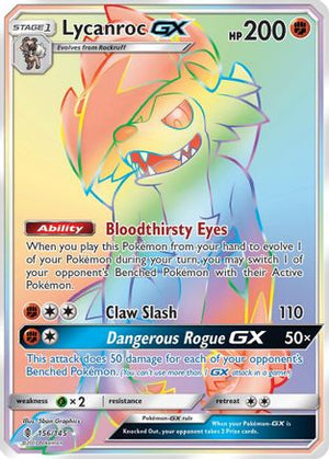 Lycanroc GX (Secret) 156/145 - SM  Guardians Rising Holofoil - Poke-Collect