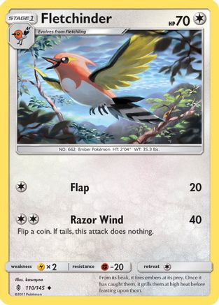 Fletchinder 110/145 - SM  Guardians Rising Reverse Holofoil - Poke-Collect