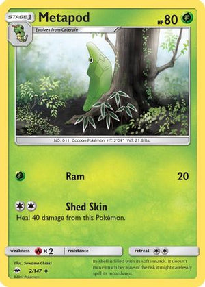 Metapod 2/147 - SM  Burning Shadows Reverse Holofoil - Poke-Collect