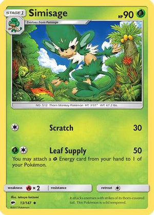 Simisage 13/147 - SM  Burning Shadows Reverse Holofoil - Poke-Collect