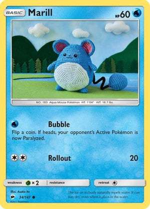 Marill 34/147 - SM  Burning Shadows Reverse Holofoil - Poke-Collect