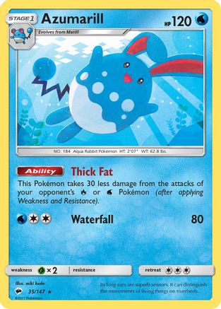 Azumarill 35/147 - SM  Burning Shadows Reverse Holofoil - Poke-Collect