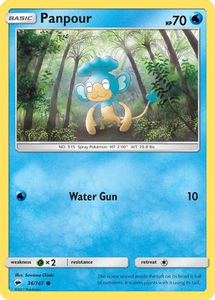 Panpour 36/147 - SM  Burning Shadows Reverse Holofoil - Poke-Collect