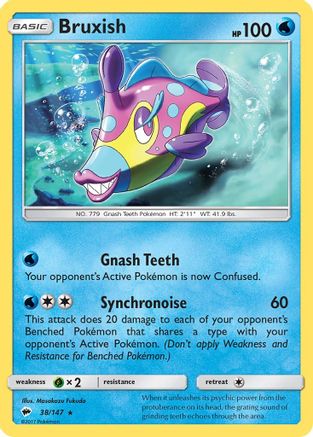 Bruxish 38/147 - SM  Burning Shadows Reverse Holofoil - Poke-Collect
